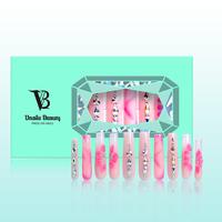 Vnailsbeauty 10PCS Handmade Press on Nails Pre-Shaped with Glue Extension Set for