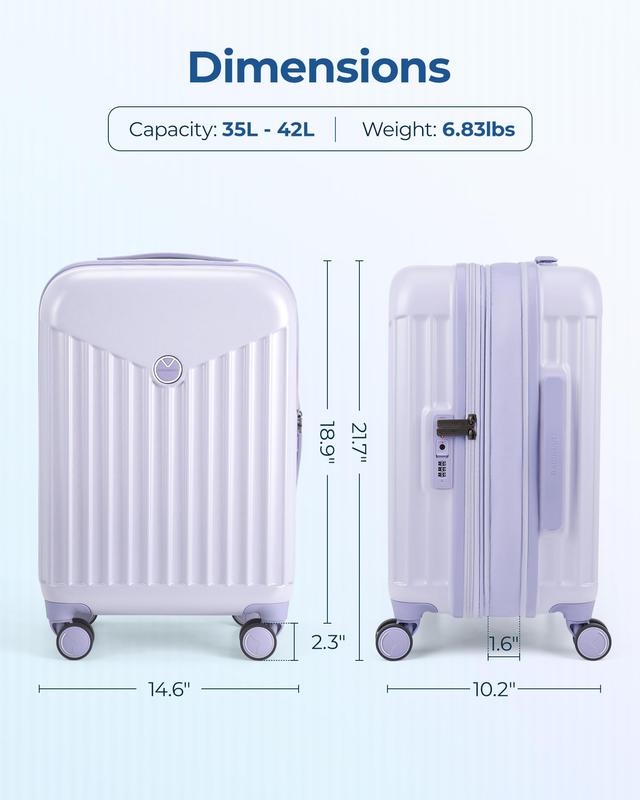 BAGSMART Hardside Expandable Luggage WithSpinner Wheels,