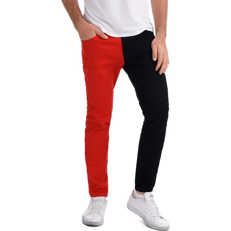 LONGBIDA Men's Slim Fit Skinny Jeans Two Tone Patchwork Designer Stretch Regular Denim Pants