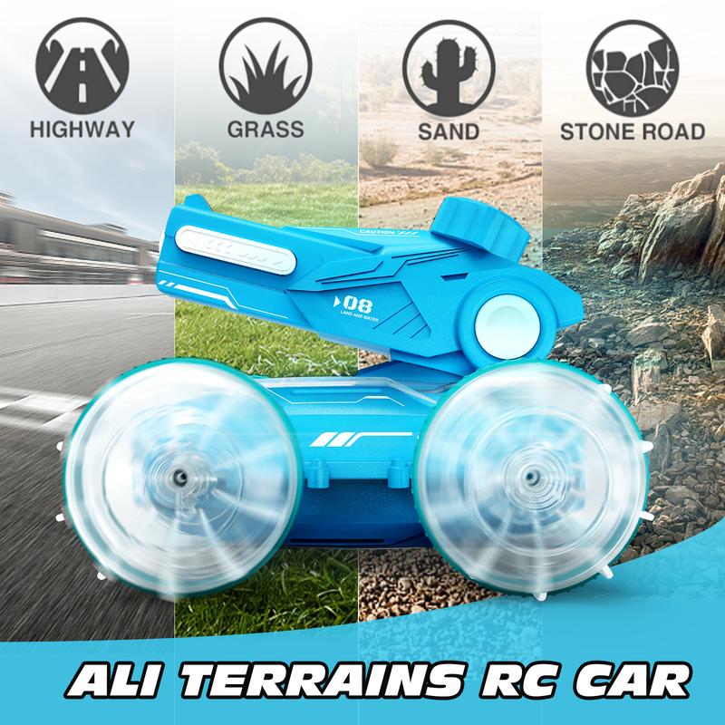 【Tecnock 】 All Terrain RC cars for kidsamphibious tank model automatic water spray toycar with light effects, summer toys, children/adulttoys