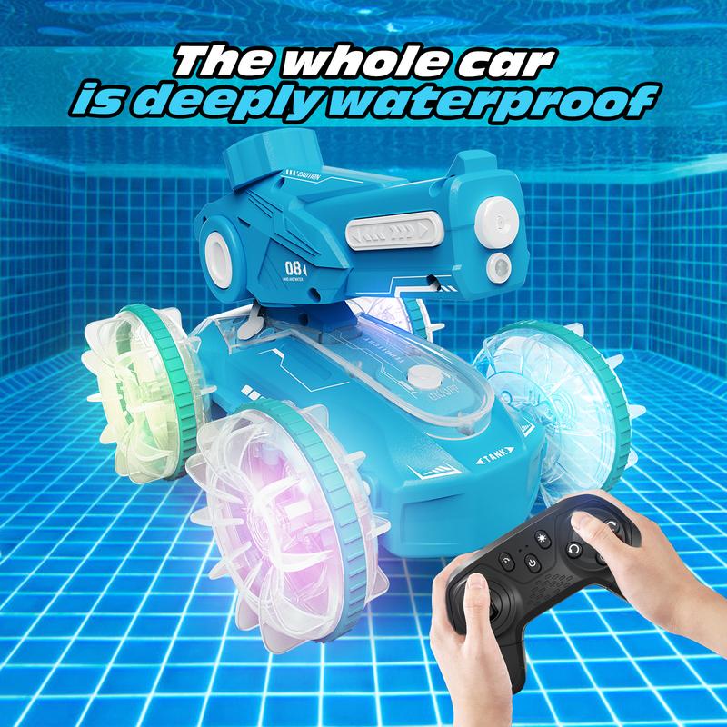 【Tecnock 】 All Terrain RC cars for kidsamphibious tank model automatic water spray toycar with light effects, summer toys, children/adulttoys