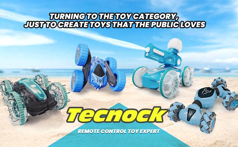 【Tecnock 】 All Terrain RC cars for kidsamphibious tank model automatic water spray toycar with light effects, summer toys, children/adulttoys