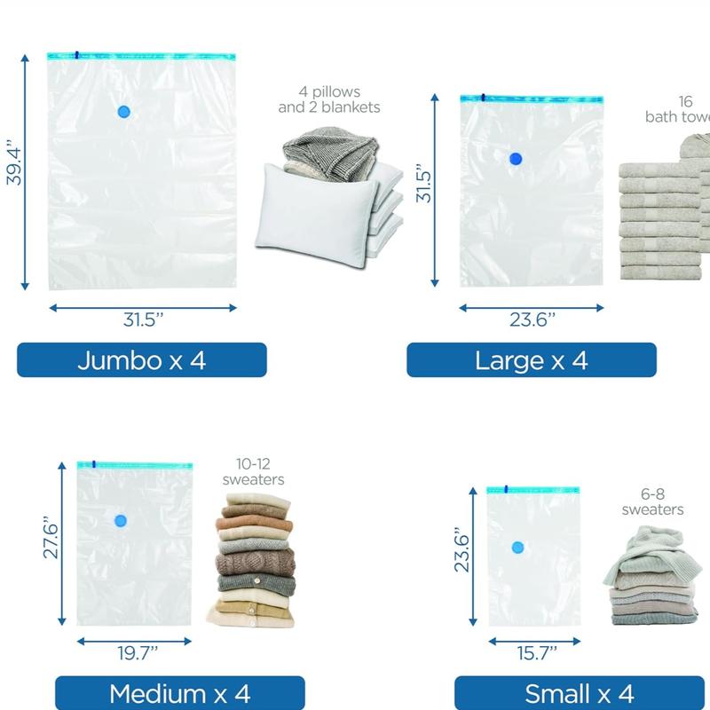 20 Pcs Vacuum Storage Bags with Electric Air Pump,Luggage space save, Vacuum Sealed Storage Bags for Clothing