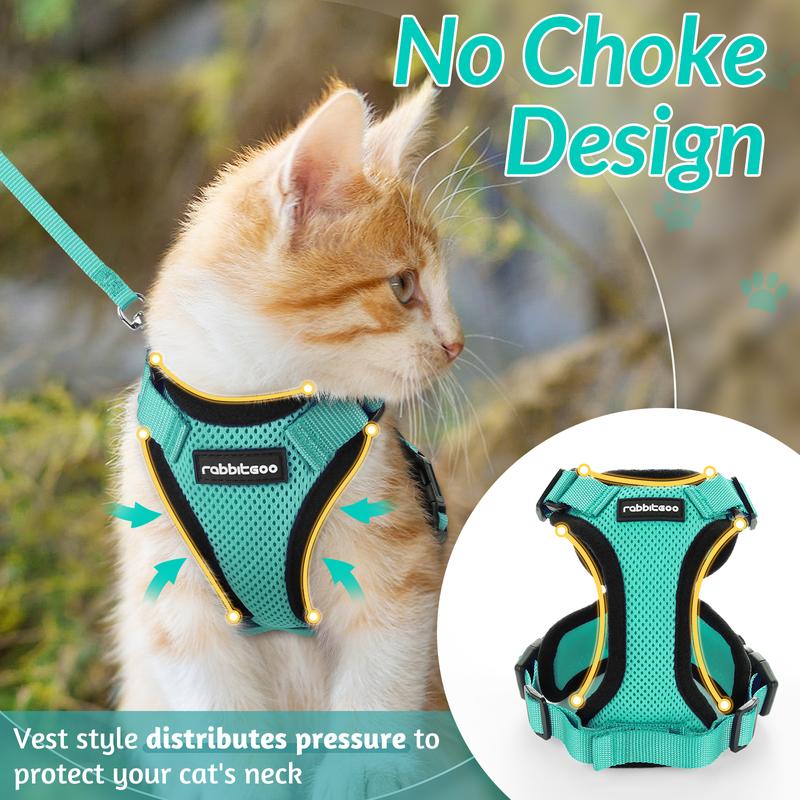 Rabbitgoo Cat Harness and Leash for Walking, Escape Proof Soft Adjustable Vest Harnesses for Cats, Easy Control Breathable Reflective Strips Jacket