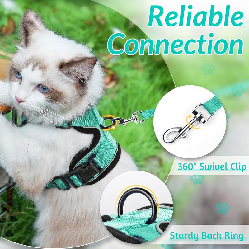 Rabbitgoo Cat Harness and Leash for Walking, Escape Proof Soft Adjustable Vest Harnesses for Cats, Easy Control Breathable Reflective Strips Jacket