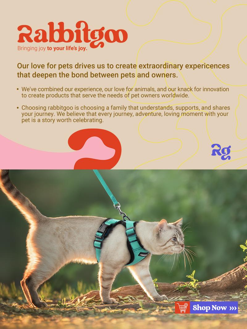 Rabbitgoo Cat Harness and Leash for Walking, Escape Proof Soft Adjustable Vest Harnesses for Cats, Easy Control Breathable Reflective Strips Jacket