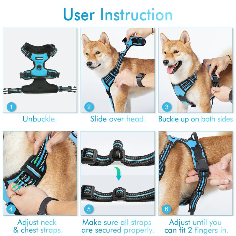 rabbitgoo Dog Harness, No-Pull Pet Harness with2 Leash Clips, Adjustable Soft Padded Dog Vest