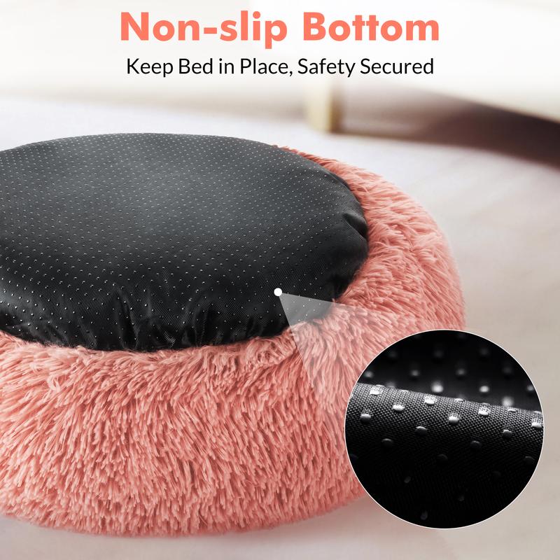 rabbitgoo Cat Beds for Indoor Cats,20 inchesCat Bed Machine Washable, Fluffy Round Pet BedNon-Slip, Calming Soft Plush Donut CuddlerCushion Self Warming for Small Dogs Kittens