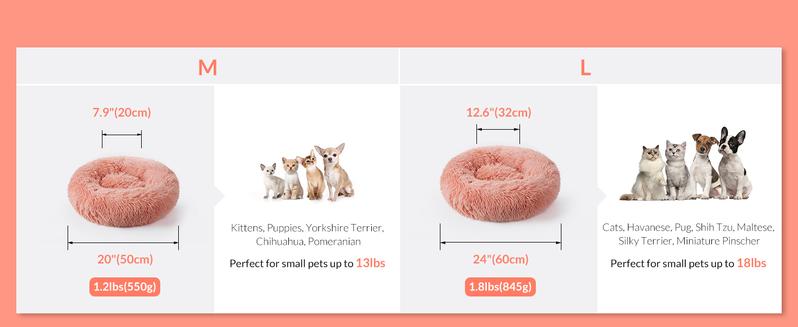 rabbitgoo Cat Beds for Indoor Cats,20 inchesCat Bed Machine Washable, Fluffy Round Pet BedNon-Slip, Calming Soft Plush Donut CuddlerCushion Self Warming for Small Dogs Kittens