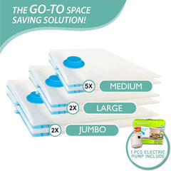 20 Pcs Vacuum Storage Bags with Electric Air Pump,Luggage space save, Vacuum Sealed Storage Bags for Clothing