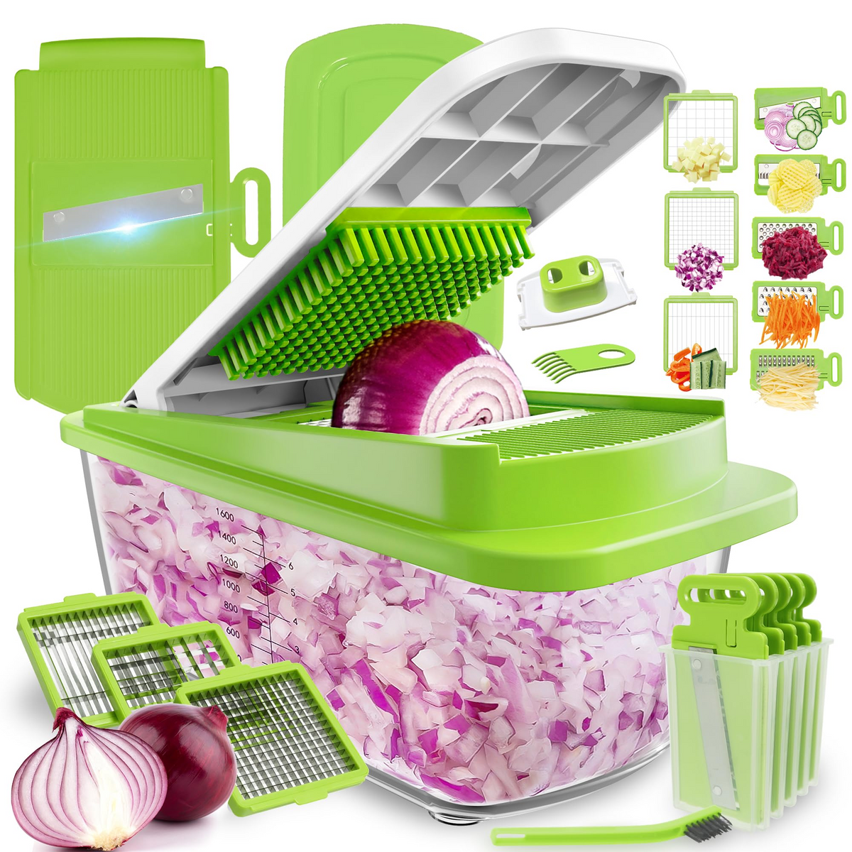 "KitExpert Vegetable Chopper, 15 in 1 Multifunctional Chopper,