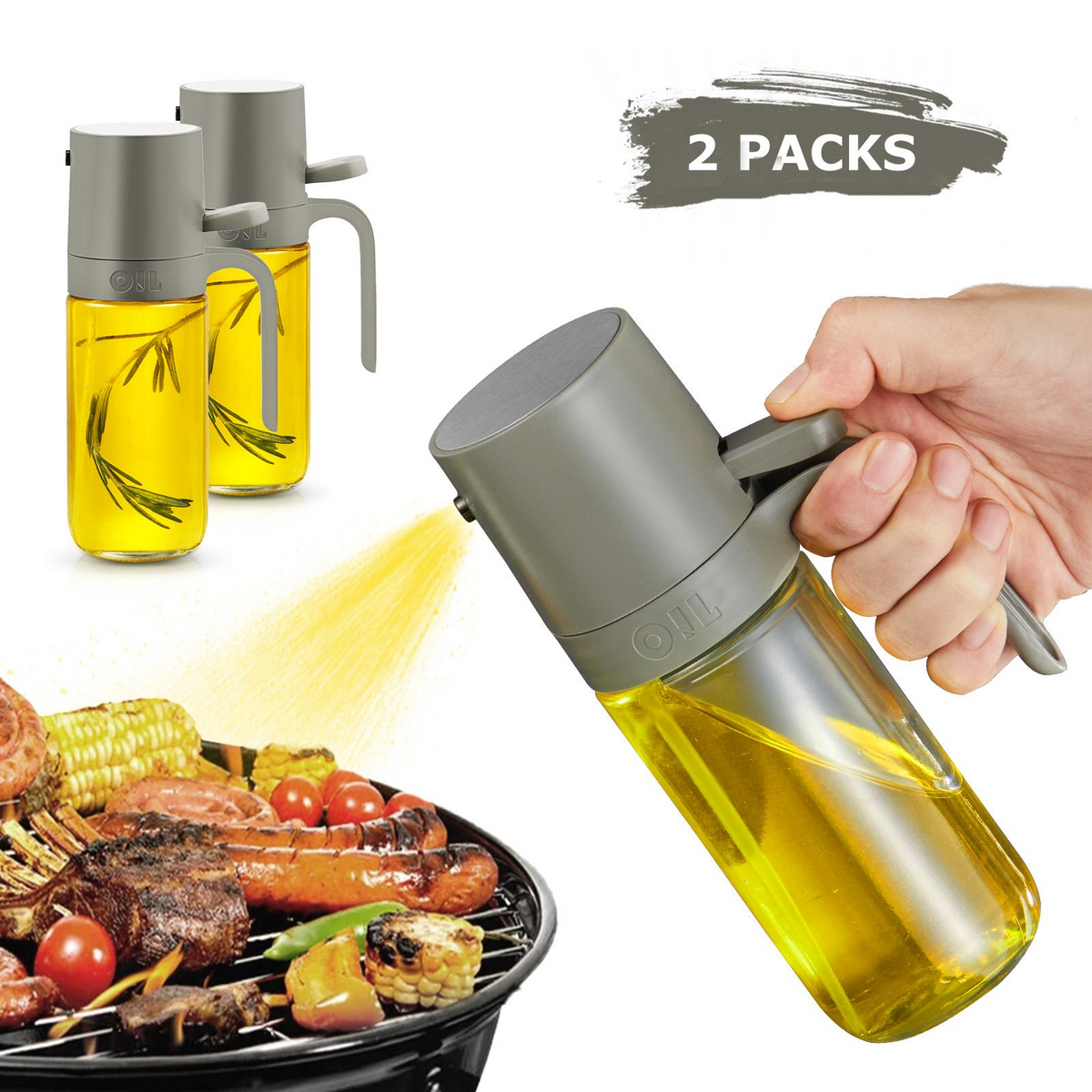 Kitexpert Glass 'Oil Sprayer' Bottle 250ml/8.3oz, Spray Only Oil Dispenser for Cooking,